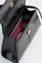 Women's Narcissus Black Design Lock Snap Closure Faux Leather Lined Handbag and Shoulder Bag - 6