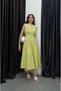 Yellow Waist-Fitted Linen Dart-Detail Dress