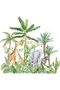 Tropical Rainforest Cartoon Animal Wall Decals (Elephant & Giraffe) for Kids Bedroom & Nurse