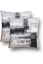 Black & White Velvet Abstract Pillow Covers Set of 2, 18x18 inch - 2