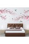 Pink Watercolor Cherry Blossom Wall Stickers - Tree Branch Flower Birds Wall Decals - Bedroom Living Room Sofa TV Background Home Wall Decor - 3