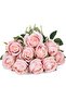 Flojery 10pcs Artificial Long Stem Silk Rose Flowers for DIY Wedding Bouquet Centerpiece (Light Pink - 3