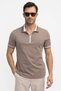 Men's 5-Pack Navy Blue-Cherry-Mink-Green-Sand Slim Fit Cotton Plain Zipper Pique Polo Neck T-Shirt - 4