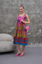 Midi Length Square Collar Hawaiian Pattern Sleeveless Viscose Dress
