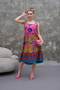 Midi Length Square Collar Hawaiian Pattern Sleeveless Viscose Dress - 5
