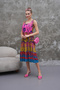 Midi Length Square Collar Hawaiian Pattern Sleeveless Viscose Dress - 2