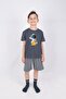 Boys Cotton Short Sleeve Top with Astronaut Print Bottom Striped Shorts Set