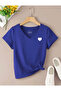 V-Neck Tiny Heart Printed Summer Women's T-Shirt