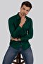 قميص Slimfit للرجال باللون الأخضر الحناء - أزرار مربعة مع صندوق هدايا - 4
