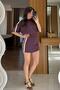 Palmas Plum Half Sleeve Stripe Detail Shorts Premium Set