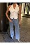 Front and Back Full Premium Crystal Stone Palazzo Jeans - 2