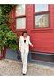 Oversize Blazer Jacket and Pants Set with Piping Detail - Women's Suit - 3