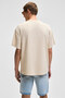 Vyro Men's Print Detailed 100% Organic Cotton Crew Neck Oversize Vanilla T-Shirt - 6