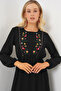Women's Embroidered Long Hijab Dress 2550 - Black - 4