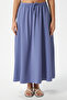 Women's Trend Cool Fabric Indigo Waist Elastic Pocket Comfortable Fit Long Skirt - 4