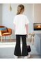 Girl Floral Butterfly Printed White T-Shirt-Black Flared Leggings Set - 2
