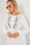 Women's Embroidered Long Hijab Dress 2550 - White - 4
