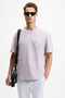 Noir Men's 100% Organic Cotton Crew Neck Short Sleeve Regular Lilac T-Shirt