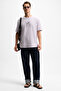 Dapperly Men's Front Print and Embroidery Detailed Organic Cotton Crew Neck Regular Fit Lilac T-Shirt - 2