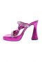 3582-23Y Women's Crystal Stone Banded Ankle Tie Thick Heeled Sandals - 3