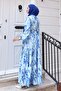 Patterned Hijab Dress Blue 514 - 5