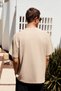 Nord Men's Print Detailed 100% Organic Cotton Oversize Short Sleeve Crew Neck Beige T-Shirt - 6
