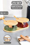 Set of 2 Glass Spice Shakers with Bamboo Lids - Salt Shaker Pepper Shaker Spice Set with Bamboo Spoon Stand 280 ml