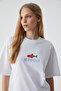 Caıtlyn Women's 100% Cotton Oversize Crew Neck White T-Shirt - 3