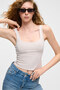 Sanukı Women's Slim Short Hollow Collar Stone Color Blouse