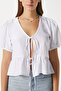 Women's Amaya Lace-Up White Woven Shirt - 3