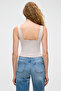 Sanukı Women's Slim Short Hollow Collar Stone Color Blouse - 5