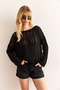 Women's Black Openwork Relaxed Fit Seasonal Knitwear Blouse Blz-19002980 - 2
