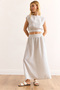 Women's Blue Striped Back Drop Six-Striped Striped Crop Muslin Blouse Blz-19002990