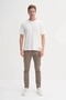 Crew Neck Slim Fit Lycra Plain T-Shirt 4163 Ecru - 3