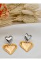 Heart Model Plate - Two Color Double Women's Earrings - 2
