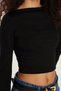 Women's Slim Fit Slim Fit Crew Neck Back Detailed Black Blouse - 3