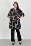 Women's Dark Navy Blue Patterned Cotton Viscose Large Size Tunic - 2