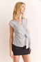 Women White Shirt Collar Side Tie Striped Cotton Blouse Blz-19002976 - 4