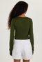 Women's Slim Fit Slim Fit Long Sleeve Crew Neck Green Blouse - 4