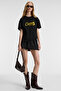 Rivela Women's 100% Cotton Regular Fit Printed Crew Neck Short Sleeve Black T-Shirt - 2
