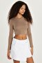Women's Slim Fit Modal Fabric Cotton Crew Neck Mink Blouse - 4