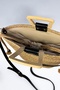 Woody Wooden Handle Leather Detailed Jute Straw Look Vip Bag with Inner Lining - 4