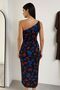 Women's One Shoulder Buckle Detailed Patterned Midi Dress - 2
