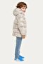 Boy's Beige Compass Pattern Fleece Water and Windproof Hooded Puffer Winter Coat with Pockets - 4