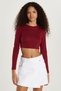 Women's Slim Fit Modal Fabric Cotton Crew Neck Burgundy Blouse - 4