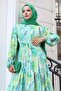 Patterned Hijab Dress Green 535 - 2