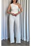 Women's One Shoulder Seersucker Blouse Pants Set - 3