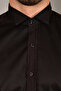 Men's Black Ancestor Collar Cotton Satin Slim Fit Shirt - 3