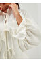 100% Linen Balloon Sleeve Detail White Linen Kimono Set - 4