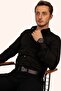 قميص رجالي أسود منقوش من ماركة Dobby Slimfit مع صندوق هدايا - 7